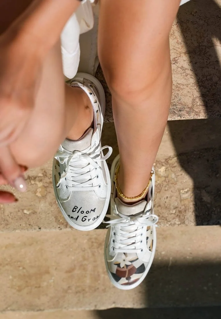 Kadın Vegan Deri Beyaz Sneakers - Bloom and Grow Tasarım