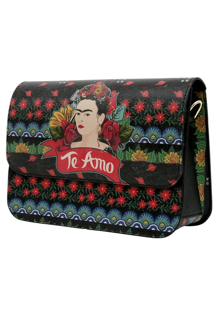 Kadın Vegan Deri Çok Renkli El Çantası - FKL Frida Kahlo Te Amo Tasarım