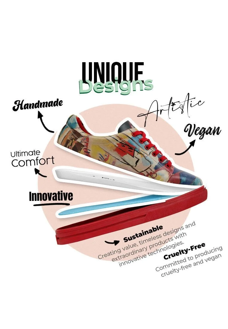 Kadın Vegan Deri Çok Renkli Sneakers - Vasily Kandinsky Cannons Muse Tasarım
