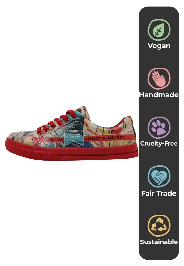 Kadın Vegan Deri Çok Renkli Sneakers - Vasily Kandinsky Cannons Muse Tasarım
