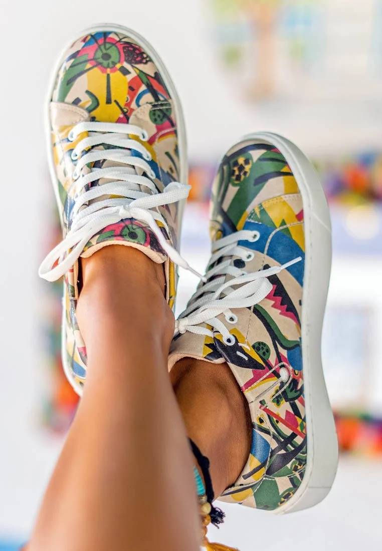 Kadın Vegan Deri Çok Renkli Sneakers - Beauty in Chaos Tasarım