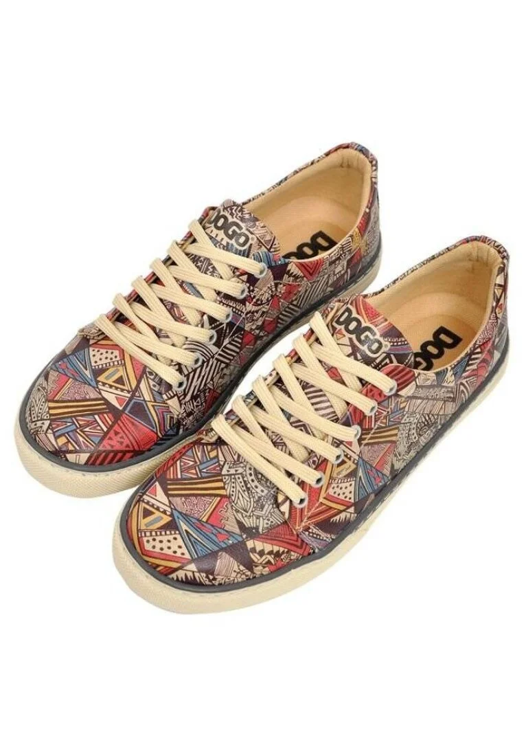 Kadın Vegan Deri Çok Renkli Sneakers - African Symbols Tasarım