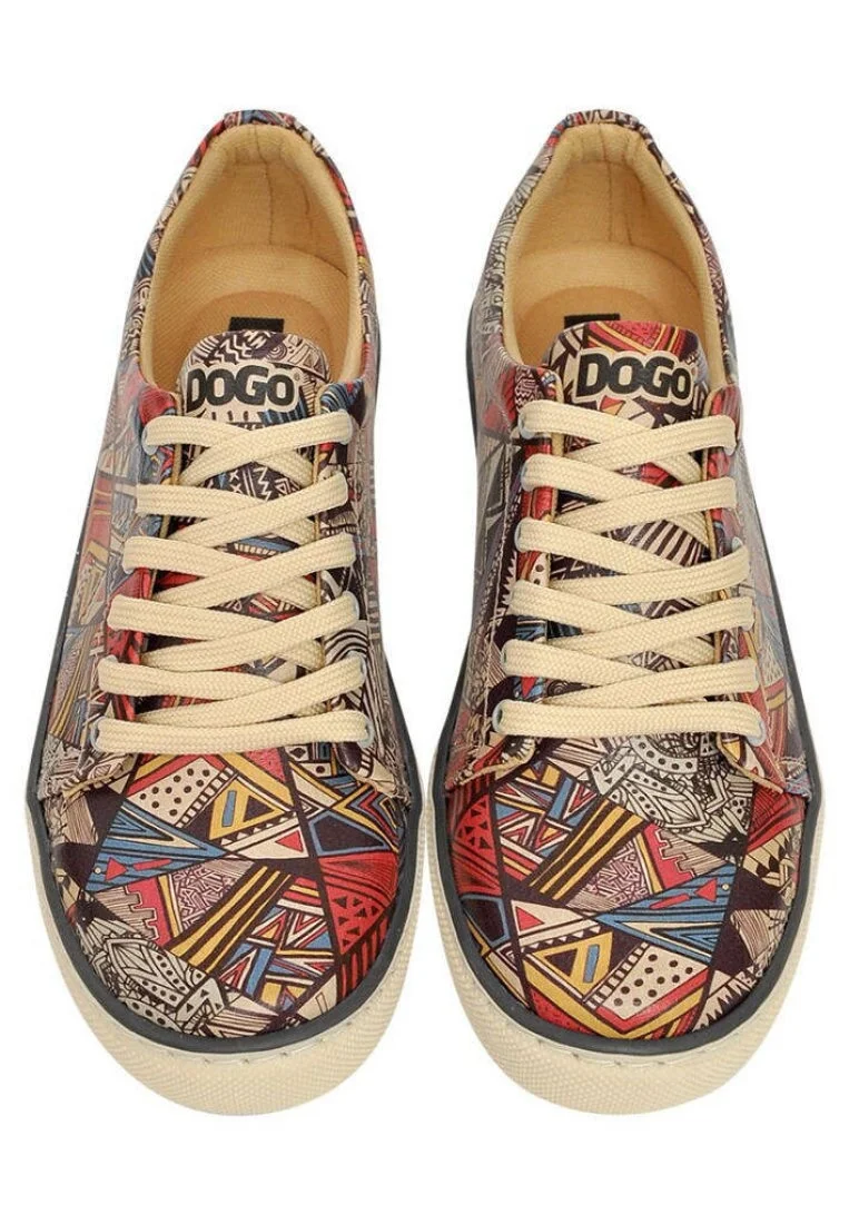 Kadın Vegan Deri Çok Renkli Sneakers - African Symbols Tasarım