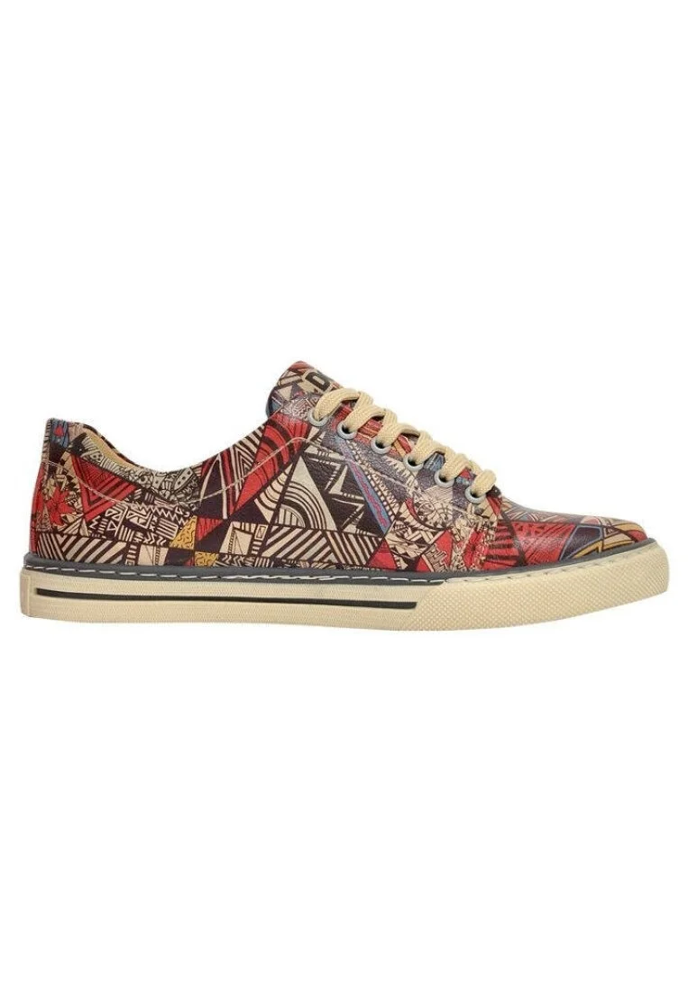 Kadın Vegan Deri Çok Renkli Sneakers - African Symbols Tasarım