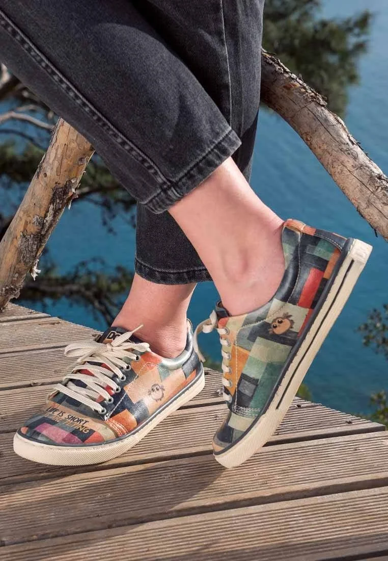 Kadın Vegan Deri Çok Renkli Sneakers - Life is Short Tasarım