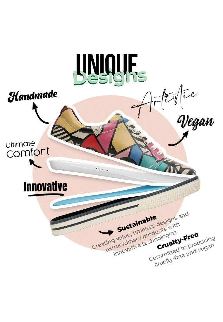 Kadın Vegan Deri Çok Renkli Sneakers - Painting in Harmony Tasarım