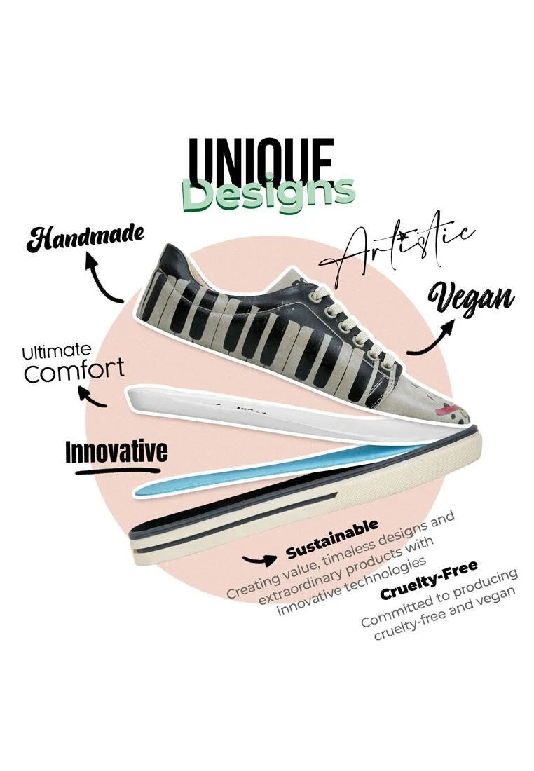 Kadın Vegan Deri Çok Renkli Sneakers - Dance with Me Tasarım