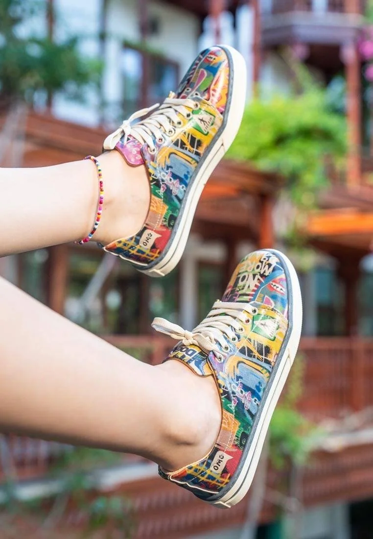 Kadın Vegan Deri Çok Renkli Sneakers - No More Drama Tasarım