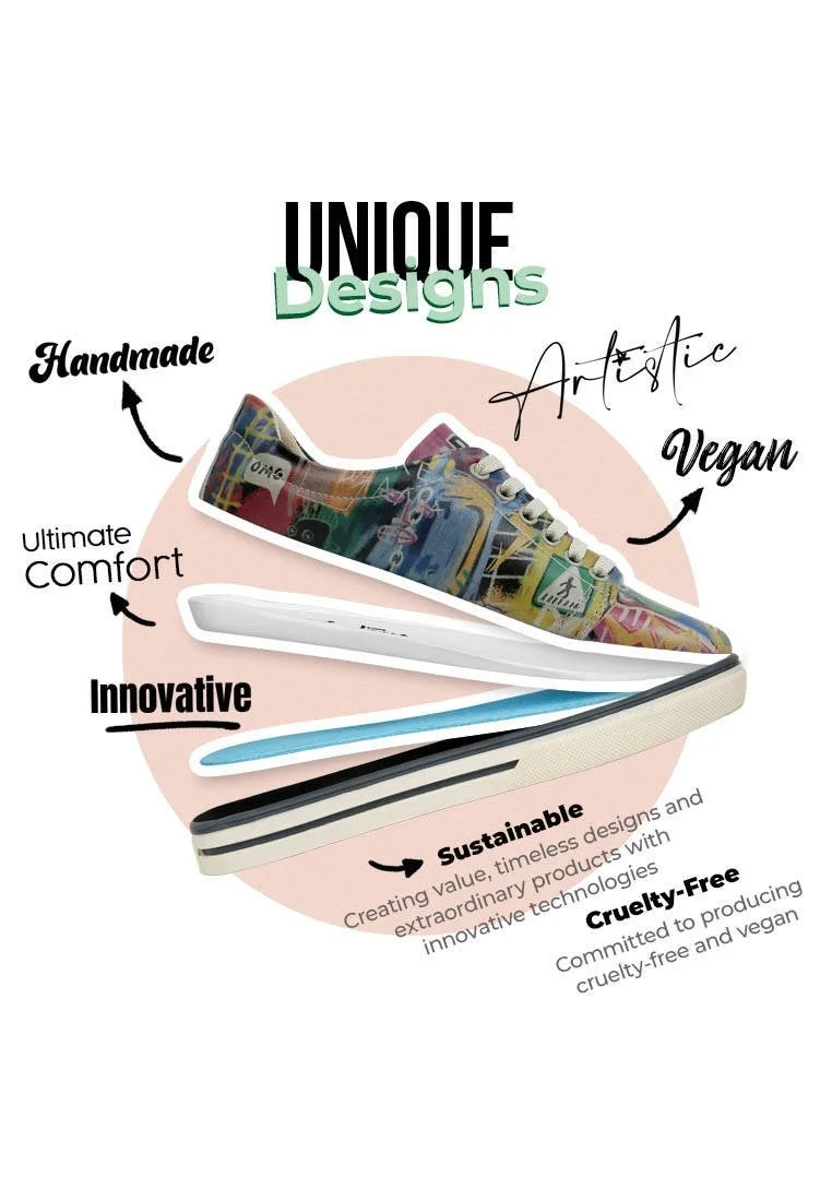 Kadın Vegan Deri Çok Renkli Sneakers - No More Drama Tasarım