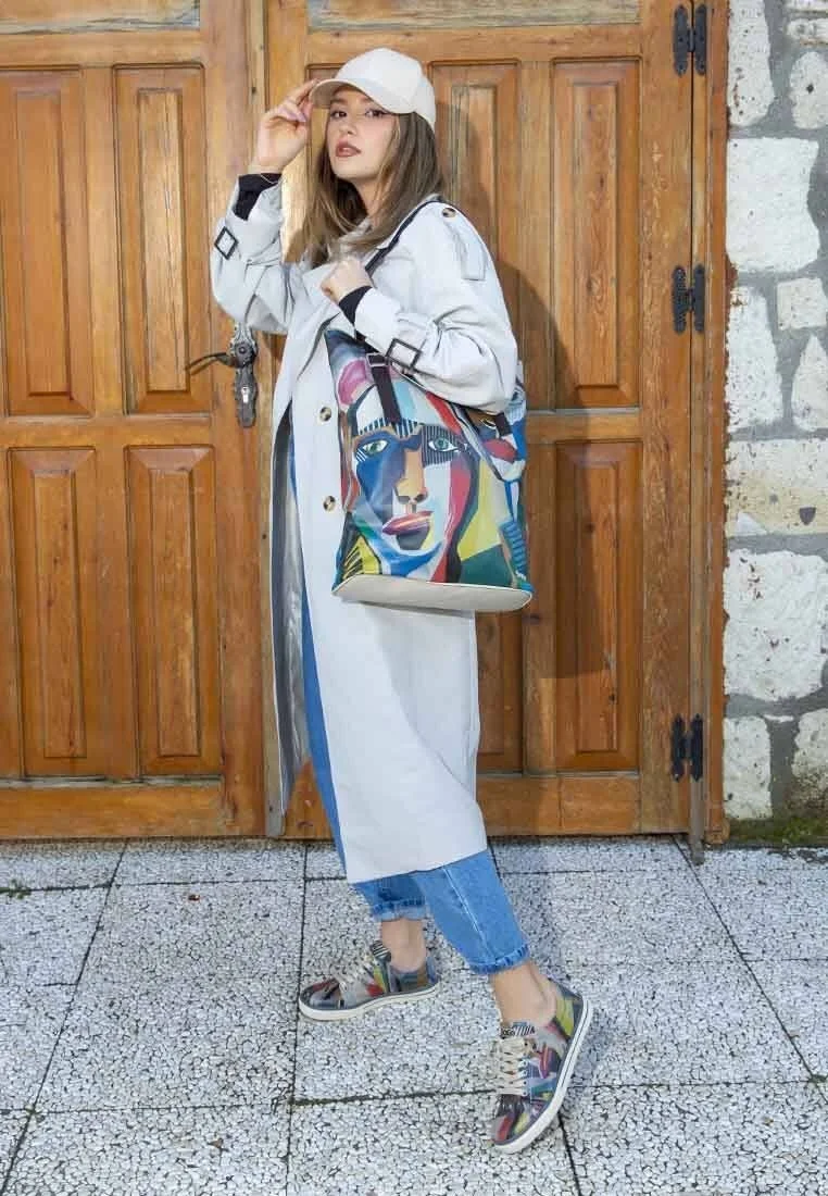 Kadın Vegan Deri Çok Renkli Sneakers - You Are Never Alone Tasarım