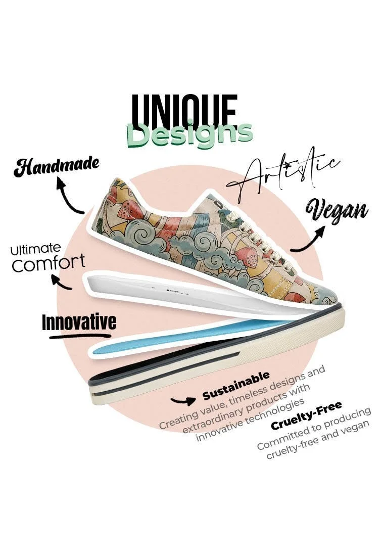 Kadın Vegan Deri Çok Renkli Sneakers - The Sun Never Goes Down Tasarım