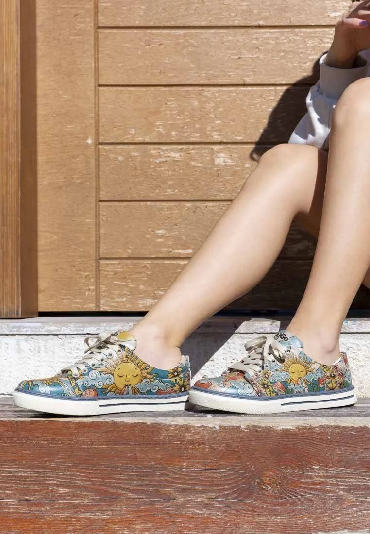 Kadın Vegan Deri Çok Renkli Sneakers - The Sun Never Goes Down Tasarım