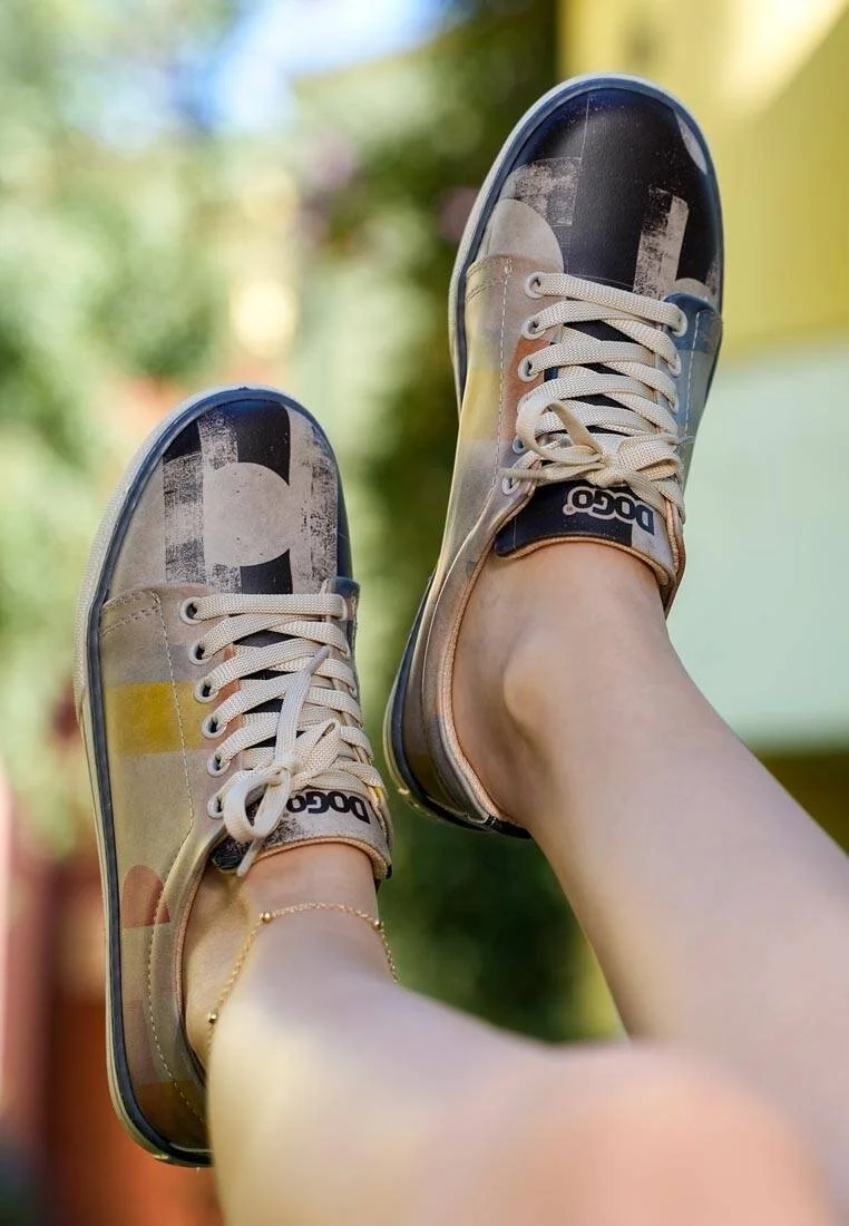 Kadın Vegan Deri Çok Renkli Sneakers - Geometric Shapes Tasarım