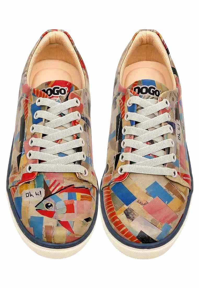 Kadın Vegan Deri Çok Renkli Sneakers - Hi Fish Tasarım
