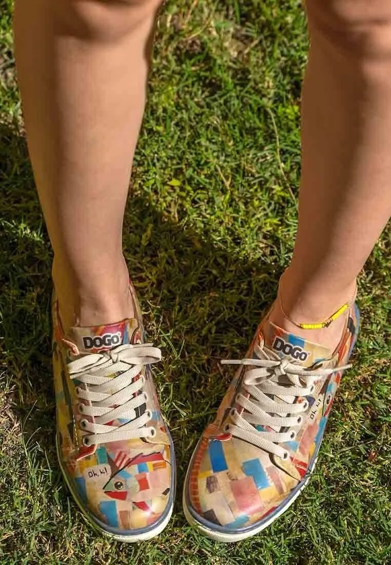 Kadın Vegan Deri Çok Renkli Sneakers - Hi Fish Tasarım