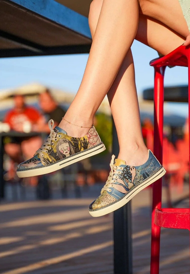 Kadın Vegan Deri Çok Renkli Sneakers - I was here Tasarım