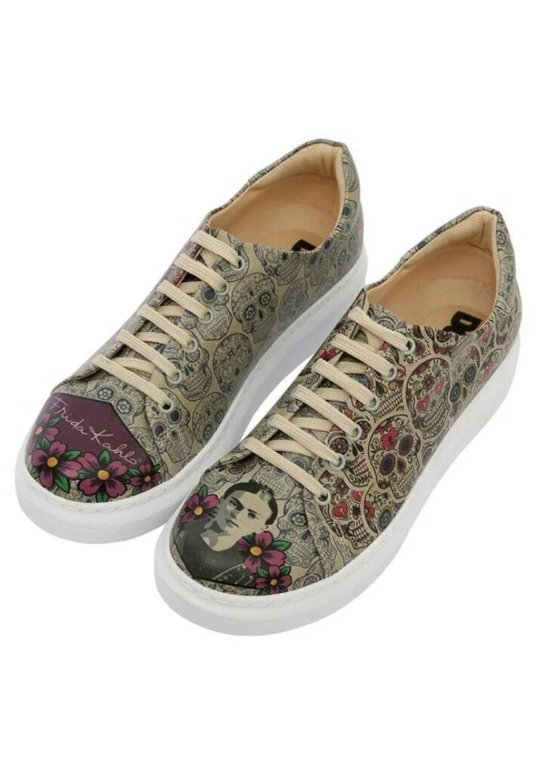 Kadın Vegan Deri Çok Renkli Sneakers - Remembrance Of Frida Kahlo Tasarım
