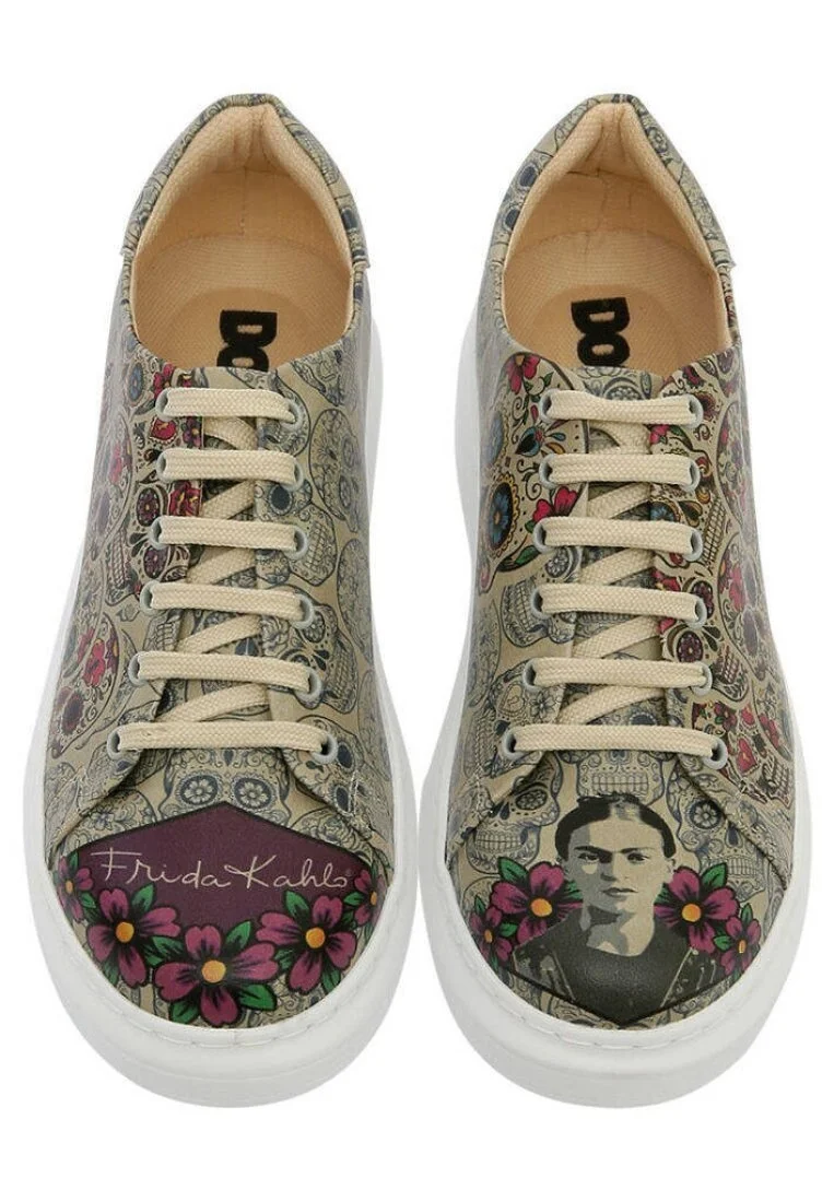 Kadın Vegan Deri Çok Renkli Sneakers - Remembrance Of Frida Kahlo Tasarım