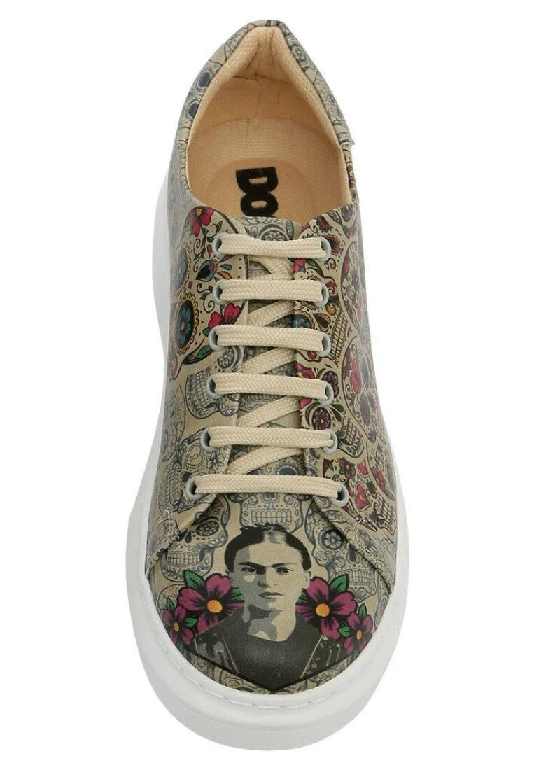 Kadın Vegan Deri Çok Renkli Sneakers - Remembrance Of Frida Kahlo Tasarım