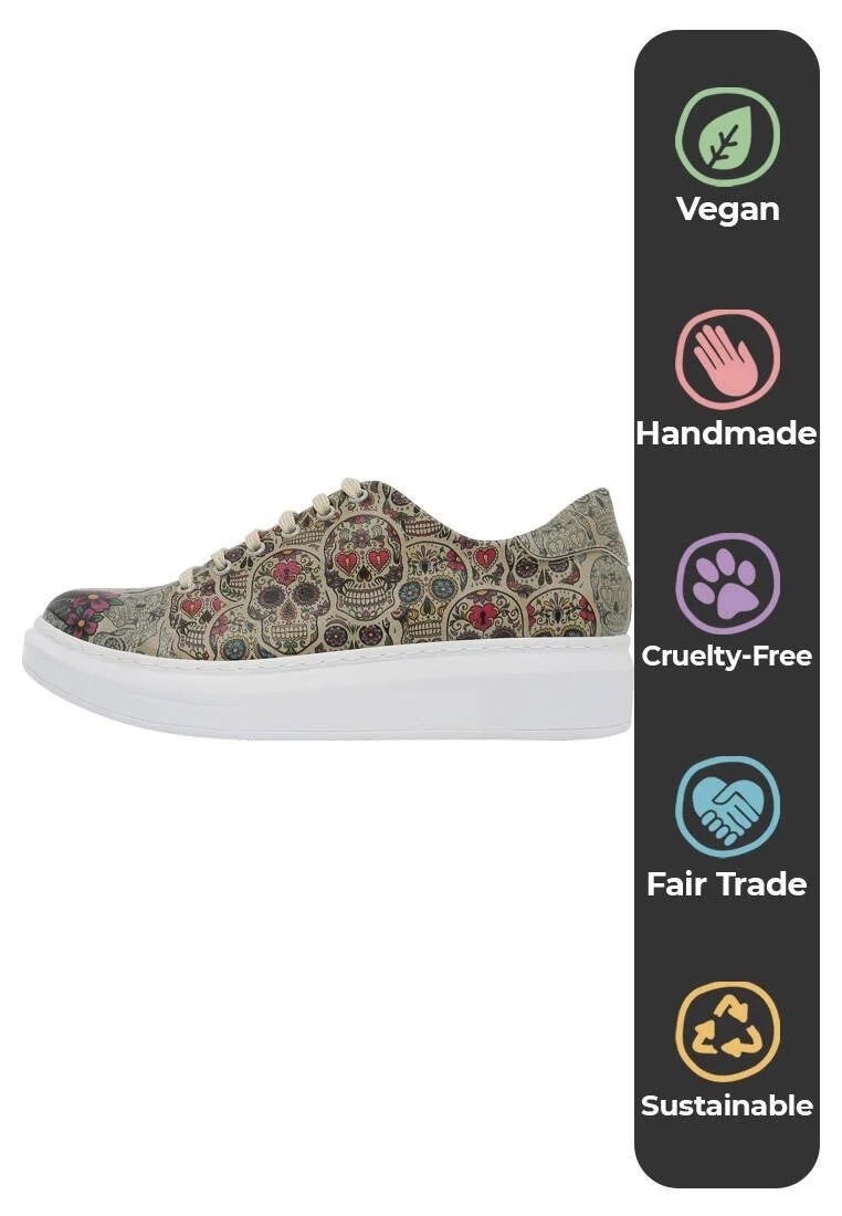 Kadın Vegan Deri Çok Renkli Sneakers - Remembrance Of Frida Kahlo Tasarım