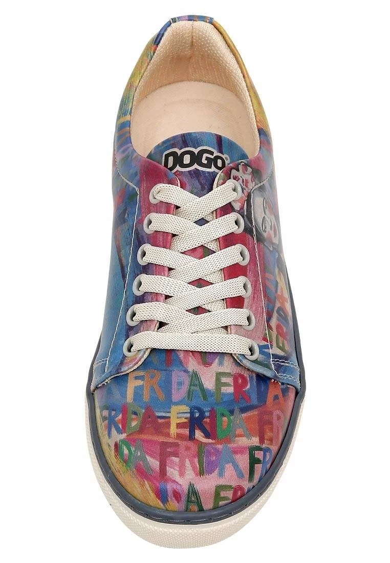 Kadın Vegan Deri Çok Renkli Sneakers - Frida Kahlo in Letters Tasarım