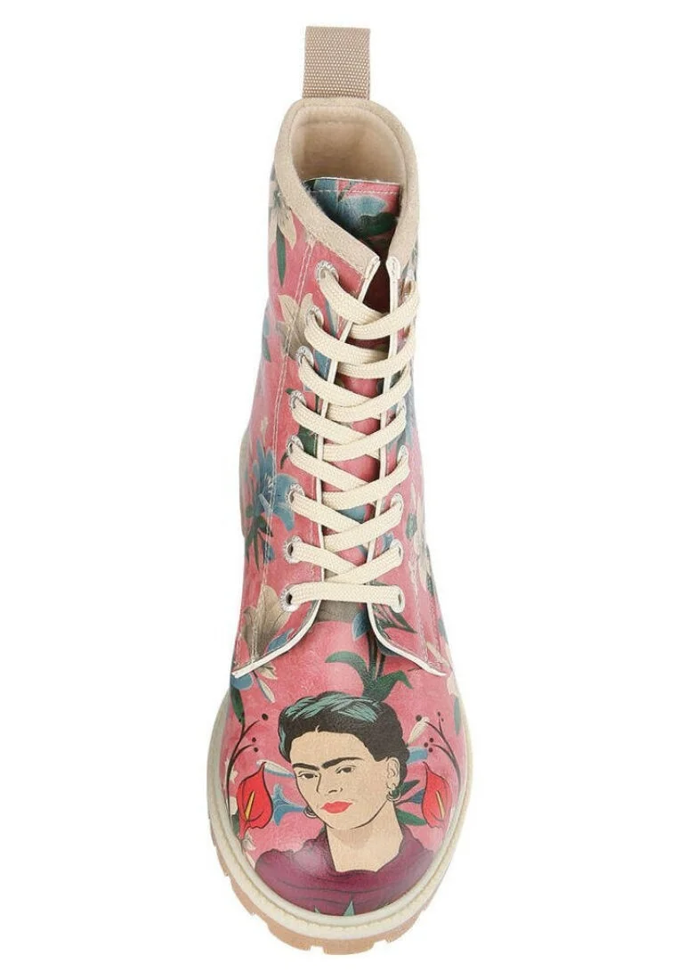 Kadın Vegan Deri Çok Renkli Uzun Bot - Like You Are Magic Frida Kahlo Tasarım