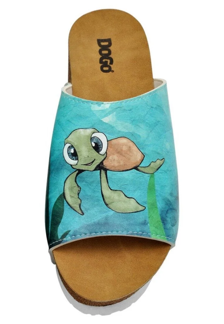 Kadın Vegan Deri Turkuaz Dolgu Topuk Terlik - Caretta-Hey Dude Tasarım