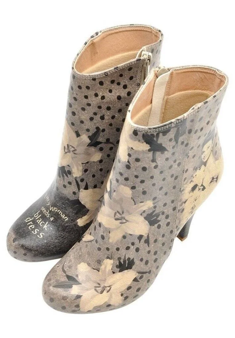 Kadın Vegan Deri Gri Bootie - Black Dress Tasarım