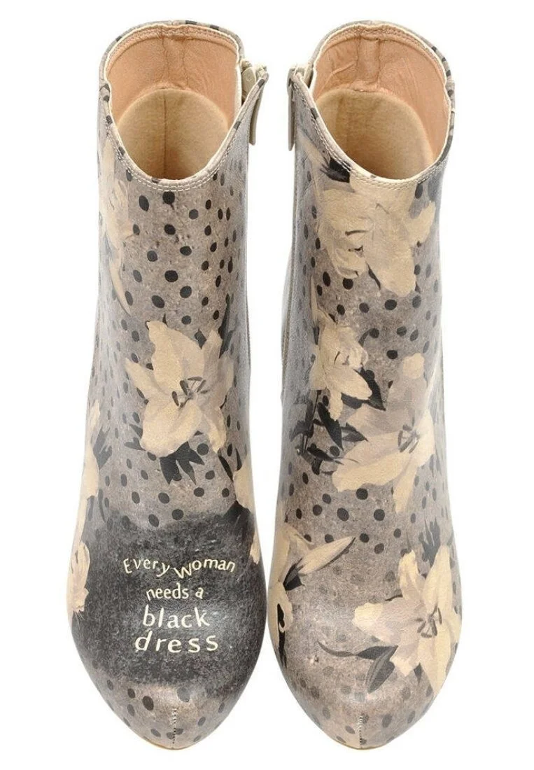 Kadın Vegan Deri Gri Bootie - Black Dress Tasarım