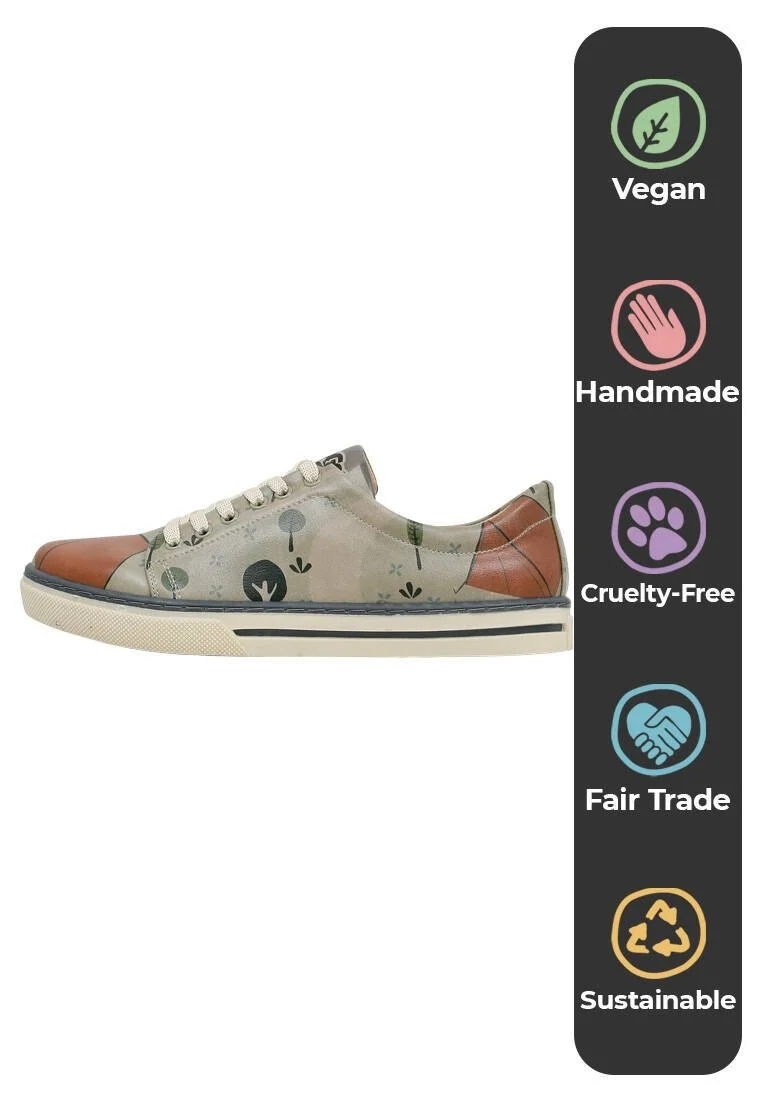 Kadın Vegan Deri Gri Günlük Sneakers - This is Our Happy Place Tasarım