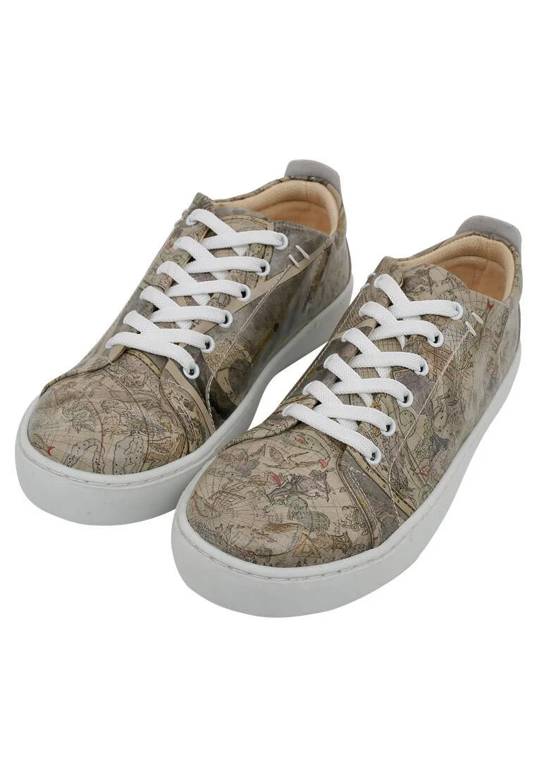Kadın Vegan Deri Gri Sneakers - Astronomy Map Tasarım
