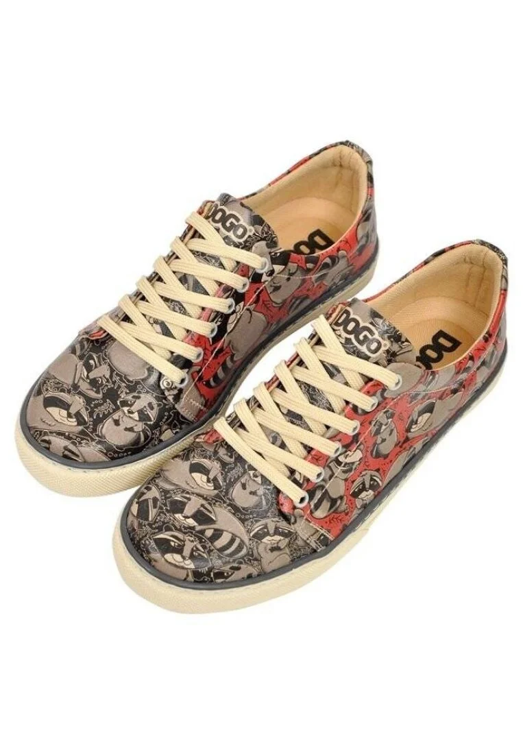 Kadın Vegan Deri Gri Sneakers - Raccoon Mode on Tasarım