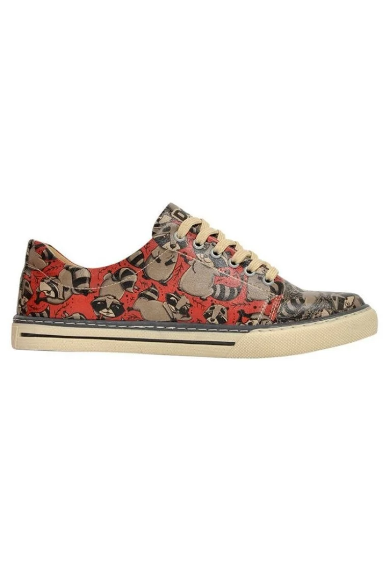 Kadın Vegan Deri Gri Sneakers - Raccoon Mode on Tasarım