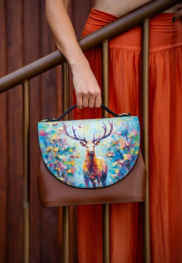 Kadın Vegan Deri Kahverengi El Çantası - Deer of Dreams Tasarım