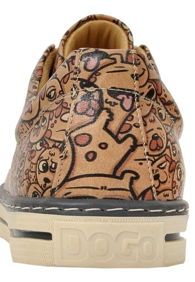 Kadın Vegan Deri Kahverengi Sneakers - Smiley Dogs Tasarım