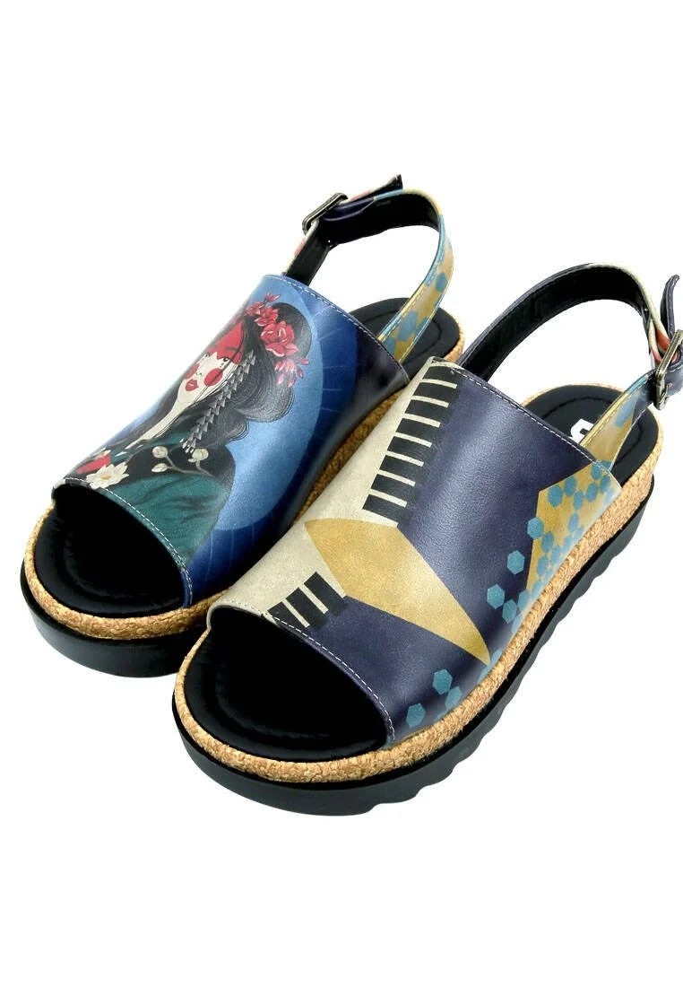 Kadın Vegan Deri Çok Renkli Kalın Taban Sandalet - Bring Your Colours to Life Tasarım
