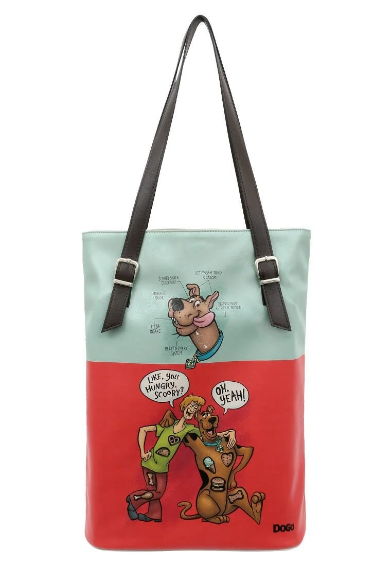 Kadın Vegan Deri Kırmızı Omuz Çantası - Warner Bros Hungry Doo Scooby Doo Tasarım