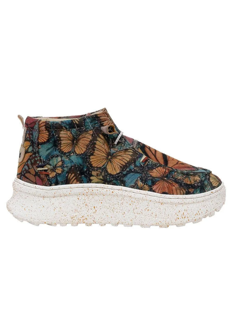 Kadın Vegan Deri Krem Bot - Moths and Butterflies Tasarım