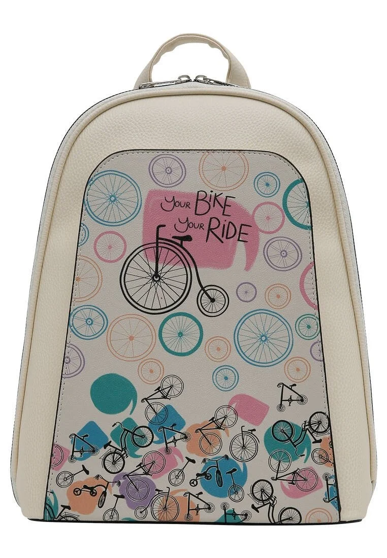 Kadın Vegan Deri Krem Sırt Çantası - Your Ride Your Bike Tasarım