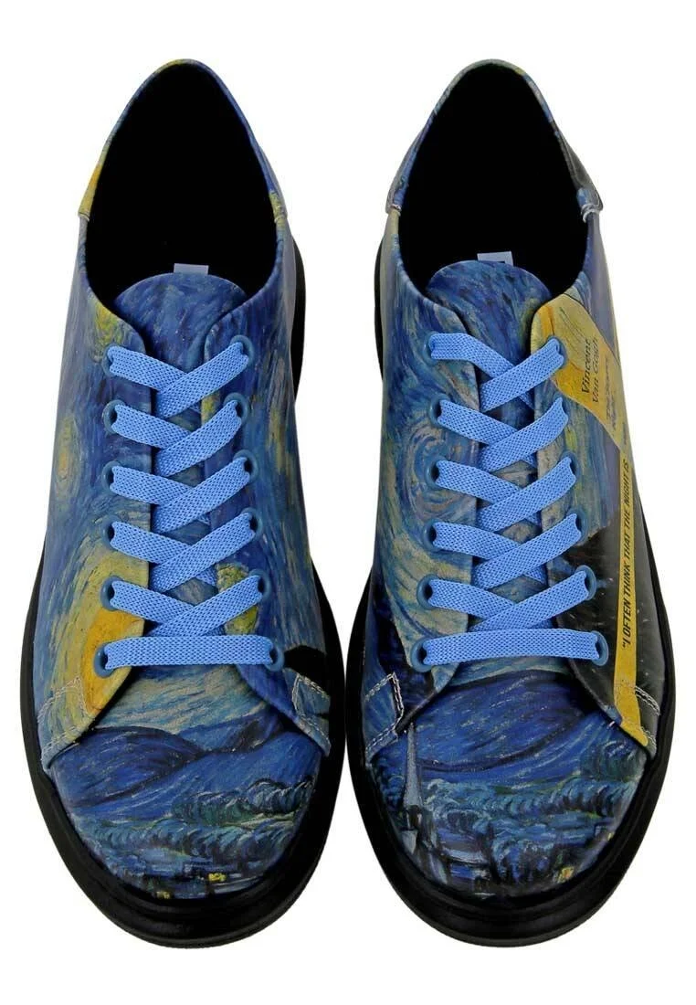 Kadın Vegan Deri Lacivert Sneakers - Vincent van Gogh The Starry Night Muse Tasarım