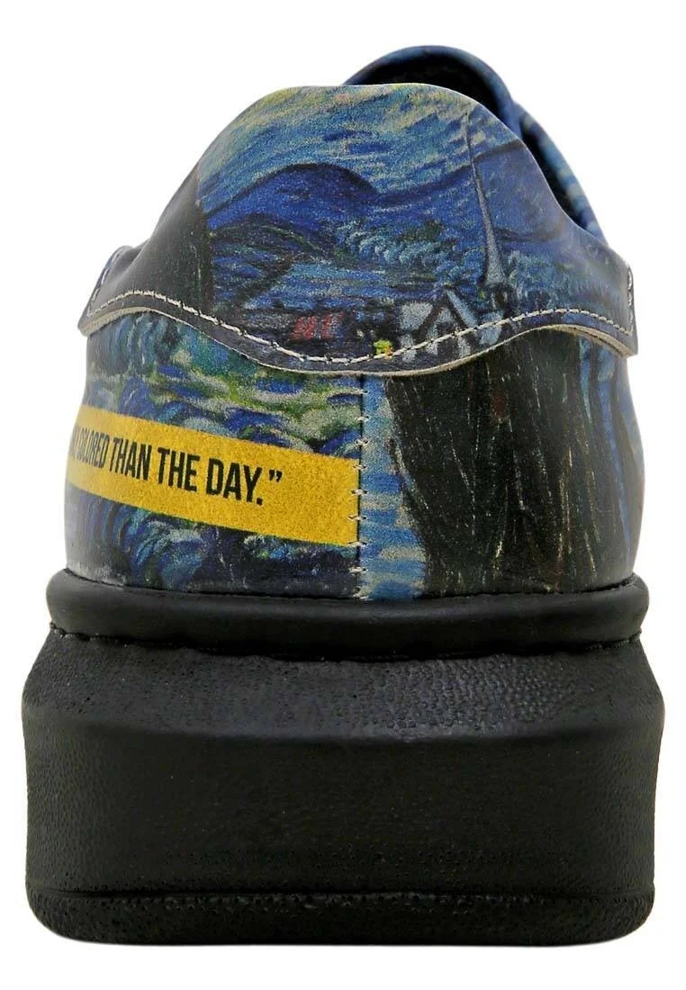Kadın Vegan Deri Lacivert Sneakers - Vincent van Gogh The Starry Night Muse Tasarım
