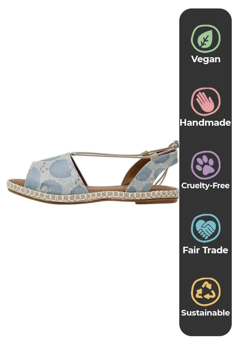 Kadın Vegan Deri Mavi Bağcıklı Sandalet - Sleep Factory Tasarım
