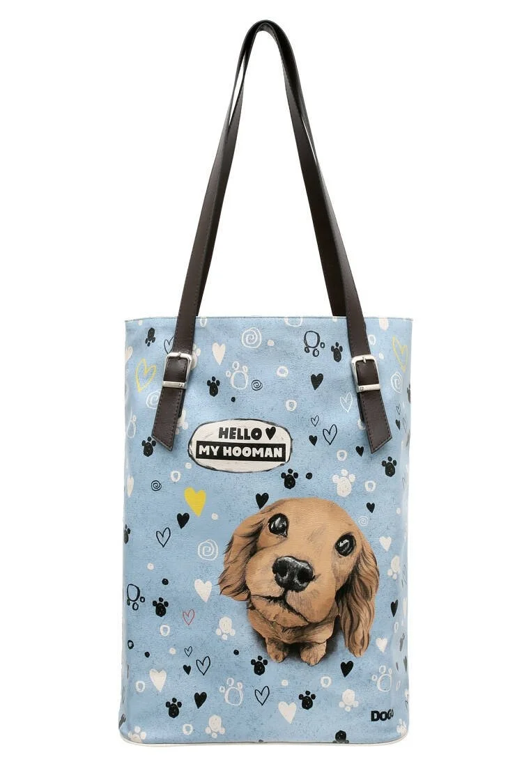 Kadın Vegan Deri Mavi Omuz Çantası - Hello My Hooman Tasarım