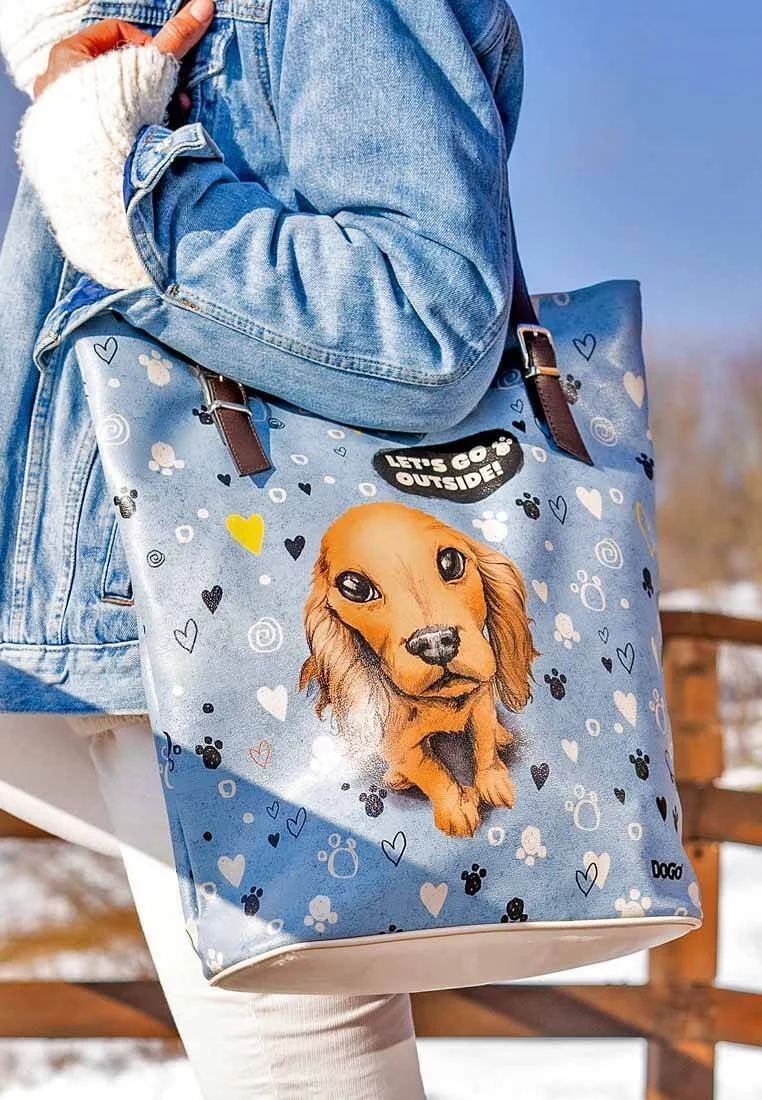 Kadın Vegan Deri Mavi Omuz Çantası - Hello My Hooman Tasarım
