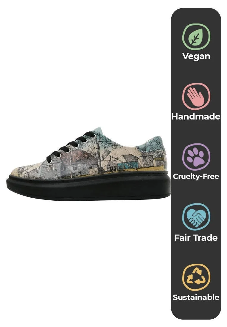 Kadın Vegan Deri Mavi Sneakers - Back in Town Tasarım
