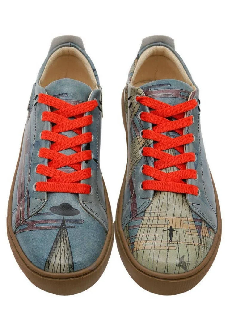 Kadın Vegan Deri Mavi Sneakers - The Future is Here Tasarım