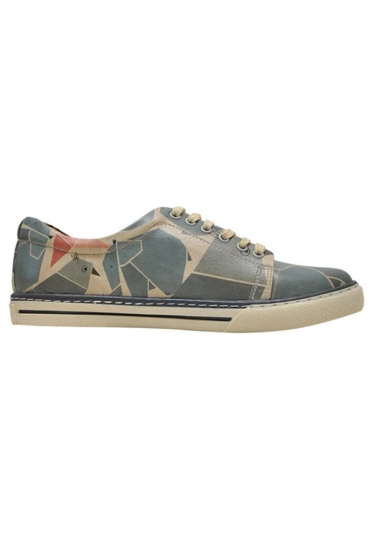 Kadın Vegan Deri Mavi Sneakers - Origami Tasarım