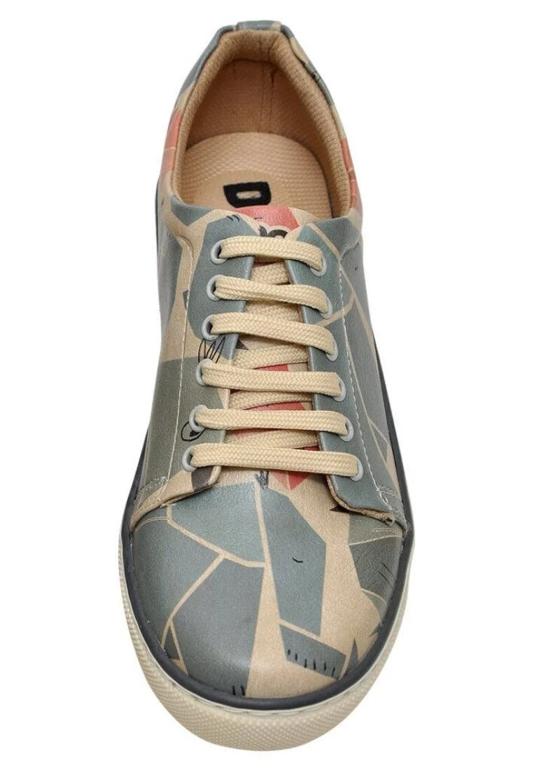 Kadın Vegan Deri Mavi Sneakers - Origami Tasarım