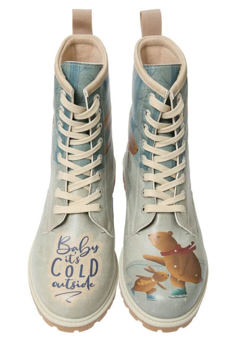 Kadın Vegan Deri Mavi Uzun Bot - Baby It is Cold Outside Tasarım