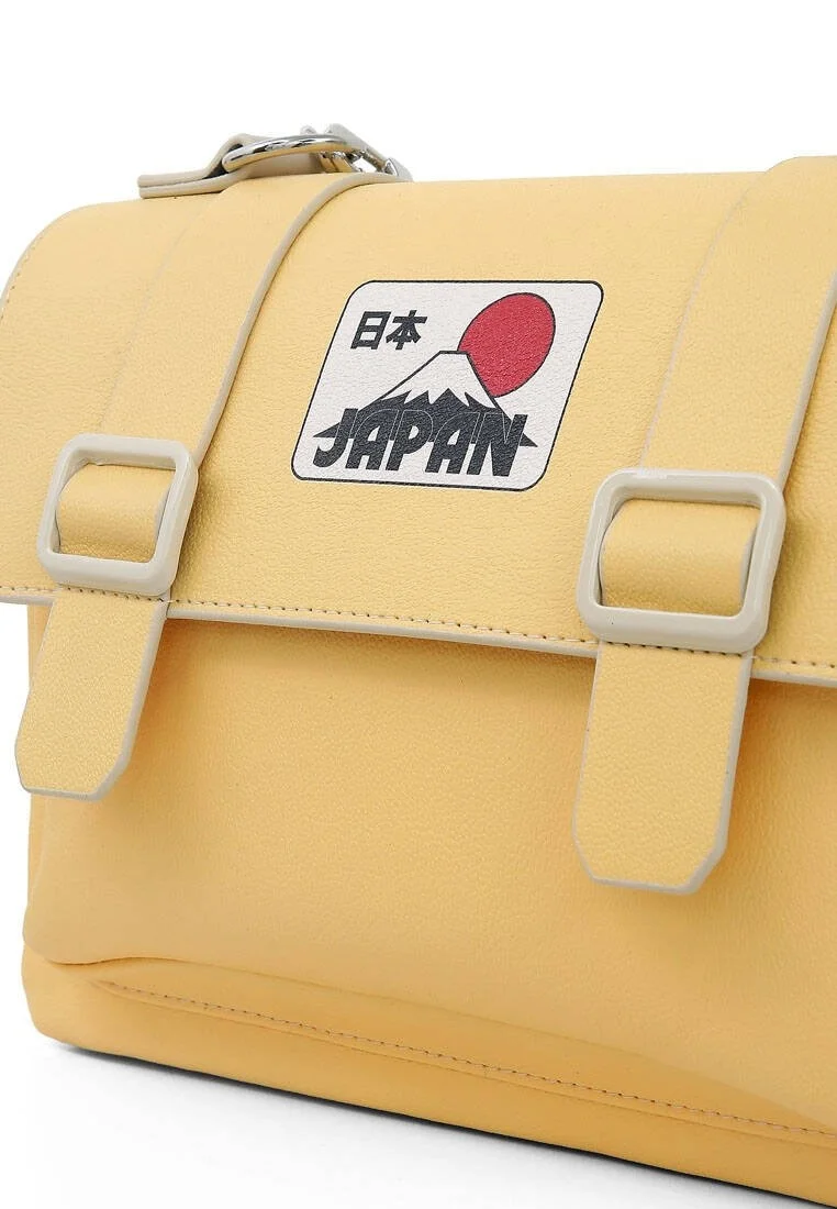 Kadın Vegan Deri Sarı Omuz Çantası - Japan Tasarım